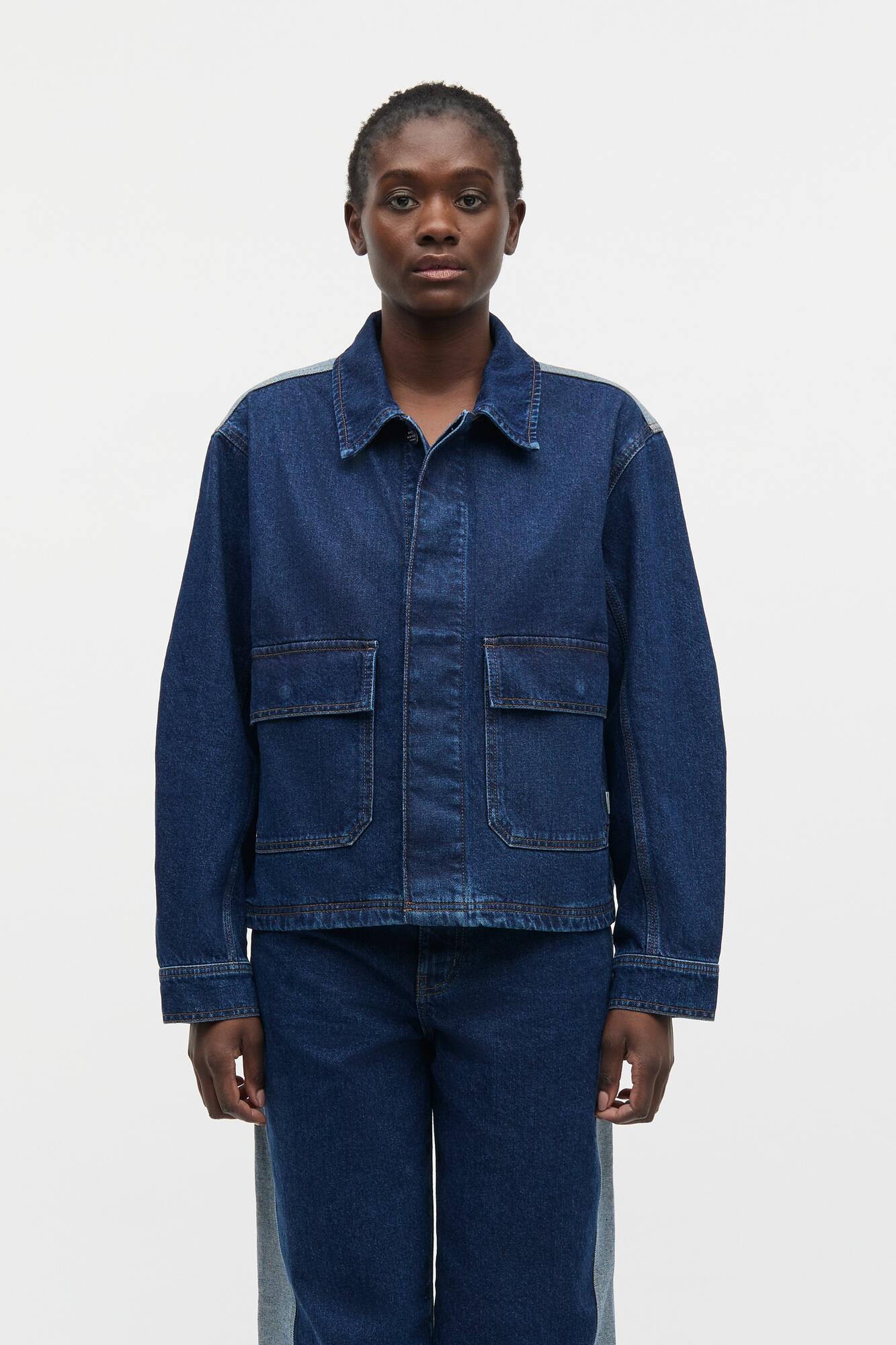 Luke Solar Block denimjakke - Mid Blue Denim